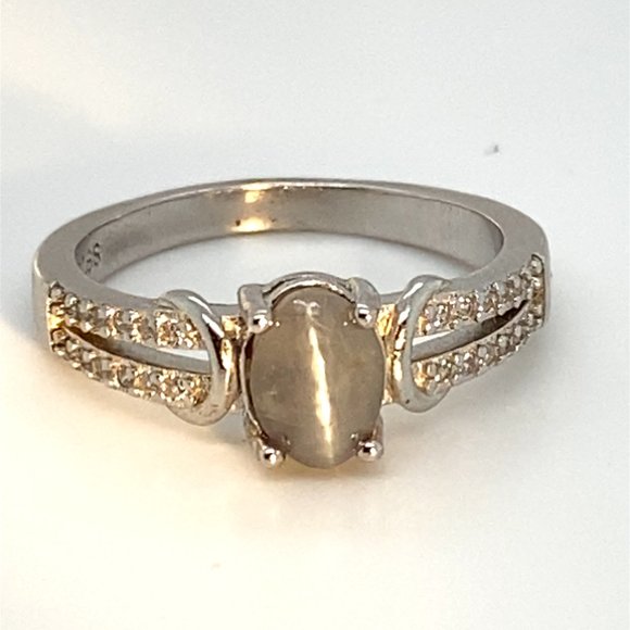 Cats Eye Alexandrite 1.34ct Platinum Finish Solid 925 Sterling Silver Ring - Picture 6 of 9